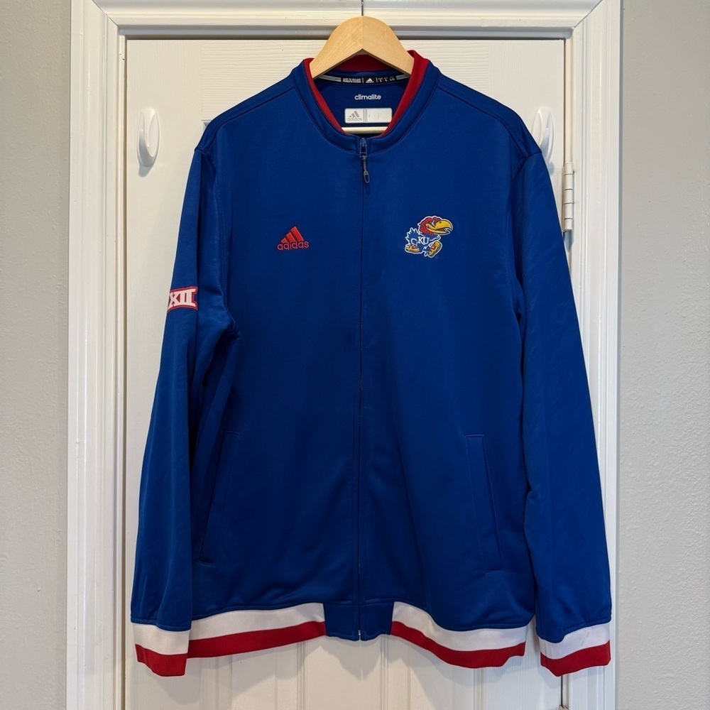 Kansas Jayhawks Adidas Jacket Basketball XII Warm Up Climalite Blue Men’s Large